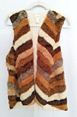 Chico s Mixed Faux-Fur Roxie Vest Open Front Sleeveless Size  2 #16736