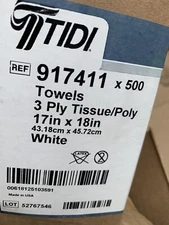 TIDI  REF 917411 x 500 Towels 3 Ply Tissue/Poly 17in × 43.18cm x45.72cm