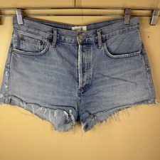 Agolde Parker Button Fly Distressed Denim Cut Off Shorts Size 28 Grunge
