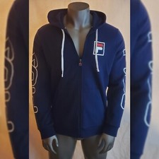 FILA ZIPPER COTTON CVC FLEECE SPORT HOODIE MEN SIZE M LOGO DESIGN ON BOTH ARMS