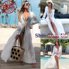 Women's Bathing Suit Cover Up Lace Boho Beach Summer Bikini Sundress Dress