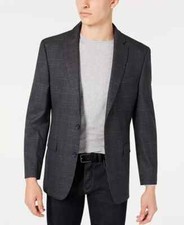  295 TOMMY HILFIGER Men's Modern Fit Stretch Gray Plaid Sport Coat 38 R yde0723