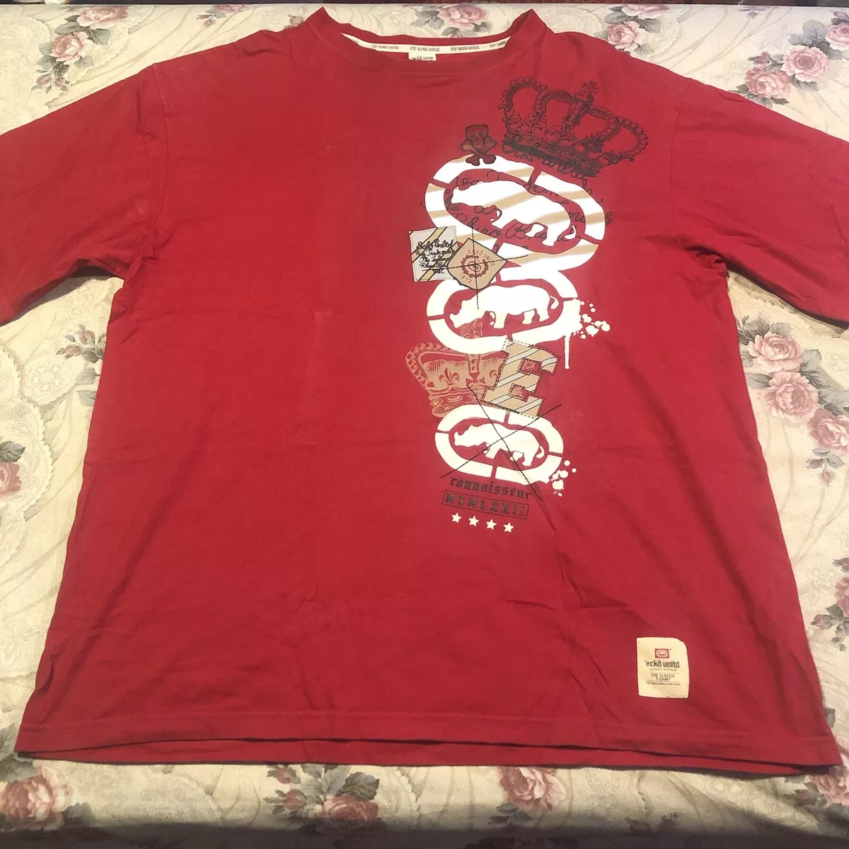 Vintage Ecko Unltd Red Graphic Graffiti Embroidered Logo T Shirt Men’s Size  2XL