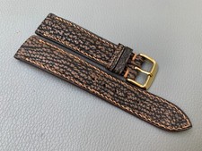 Brown Genuine ShaSkin Leather Watch Strap Band 16 17 18 19 20 21 22 23 24 26mm