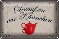 Blechschild Spruch 30X20Cm Kaffee DraußEn Nur KäNnchen Deko Schild Tin Sign
