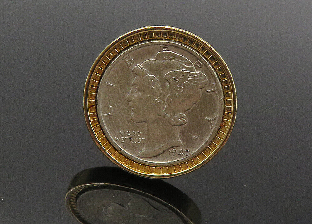 925 Sterling Silver Vintage 2 Tone United States Coin Single 925 Sterling Silver Vintage 2 Tone United States Coin Single