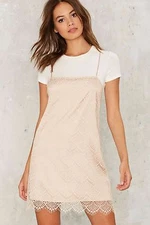 Nasty Gal Get Some Slip Mini Dress Beige L Beach Party Formal Cruise Club