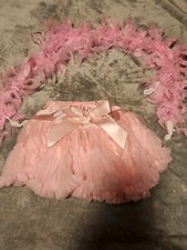 Girls Small Hobby Lobby Pink TuTu Ruffle Skirt With  Faux Feather Scarf Sz 4x-5