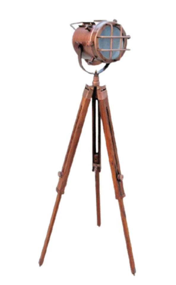 Lámpara de pie de estudio náutico trípode reflector decoración del hogar foco lámpara de cobre Foto 2 de 4