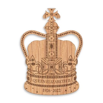 Reine Elizabeth II en Bois Couronne 1926-2022 Frigo Aimant Décoration Mémoire - Photo 1/2