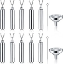 10 Urn Necklaces for Ashes   Stainless Steel Memorial Pendants Silver 
