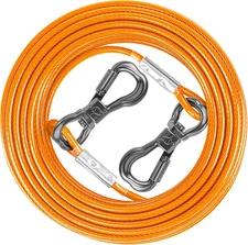 Dog Tie Out Cable 15FT, Heavy Duty Dog Leads for Yard 8/10/15/20/30/50FT, Pet Ru
