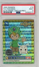 1999 Upper Deck Digimon Silver Prism Exclusive Preview #10 T.K. & Tokomon PSA 9