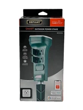 Defiant Smart Outdoor 4 ft. 6-Outlet Power Stake Timer Powered by Hubspace