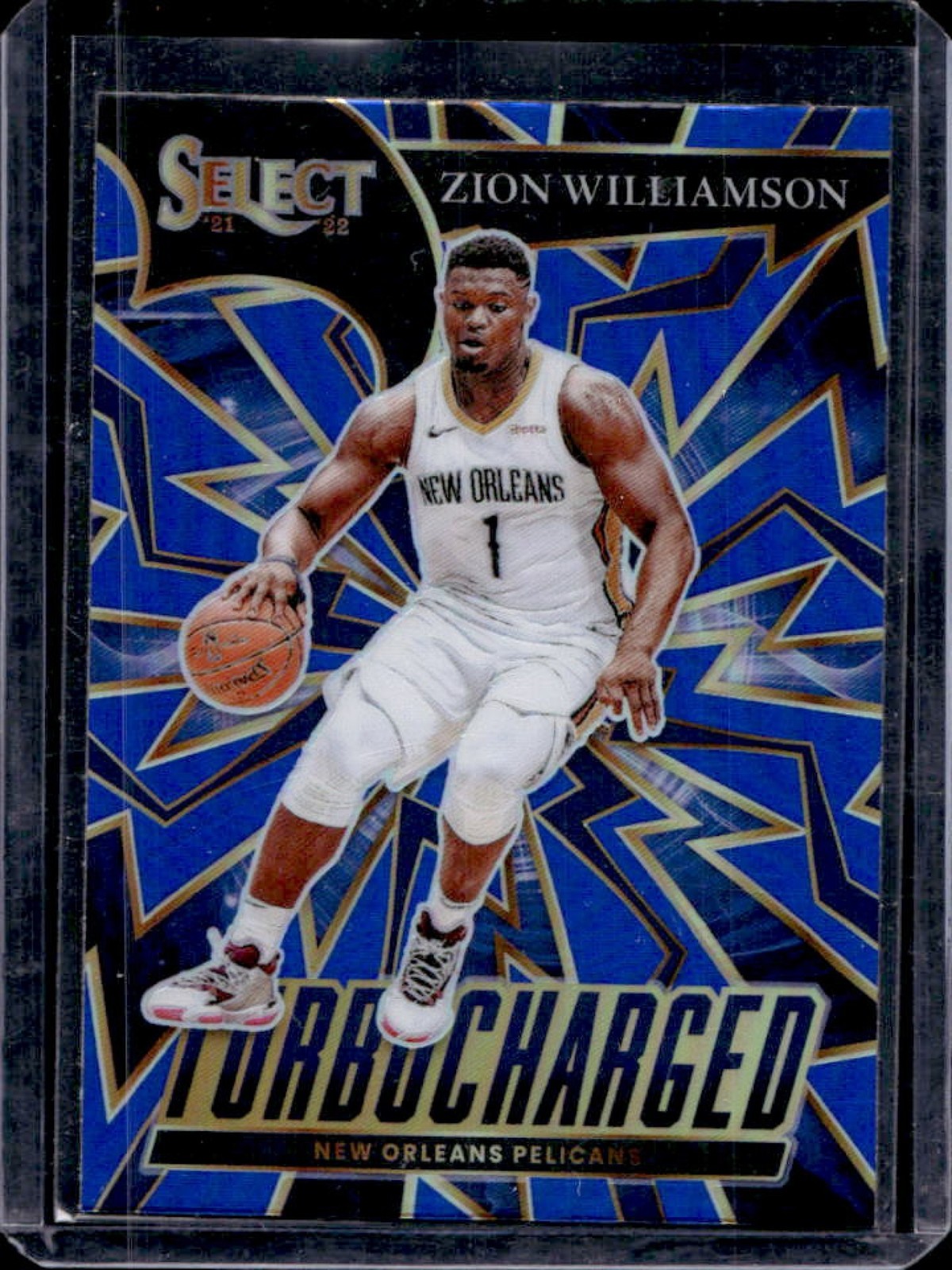 2021-22 Select Zion Williamson Turbo Charged Blue Prizms #1 Pelicans