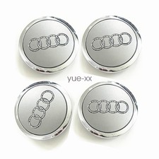 Set(4pcs) Audi 69MM Gray Chrome Wheel Rim Center Hub Caps Replacement 4B0601170A
