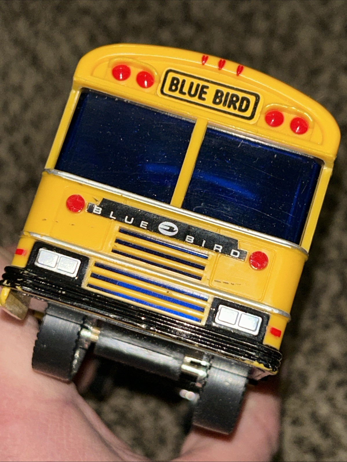 Yellow School Bus 330 Coin Bank Plastic, Blue Bird, 10-inch Vintage No Plug