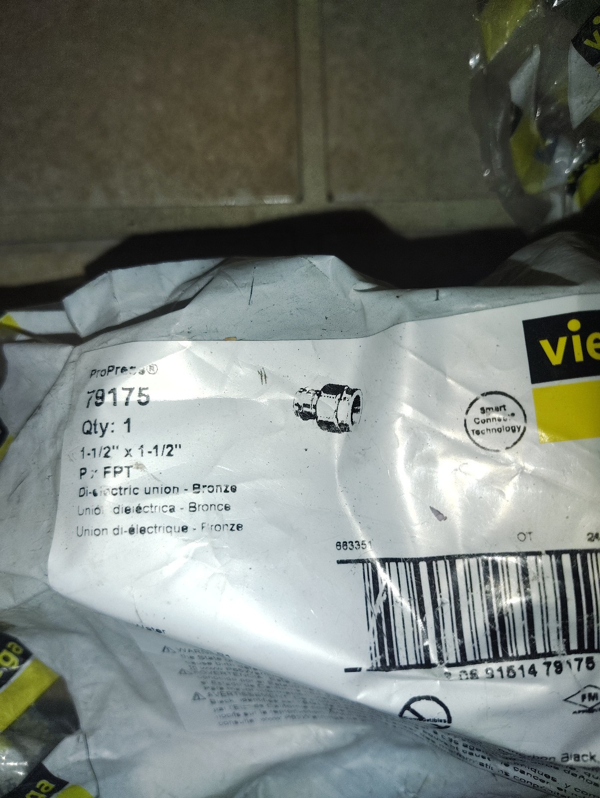NEW Viega ProPress 79175 1-1/2" x 1-1/2" P x FPT Di-electric Union Bronze