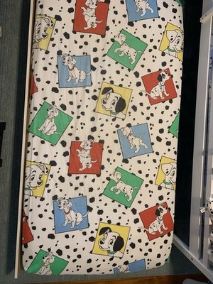 Vintage Disney 101 Dalmatians Twin Size Fitted & Flat Sheets With Curtain Panels