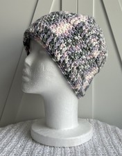 Crochet Hat/Beanie Multicolor Pink Grey Purple Winter Unique Design Handmade