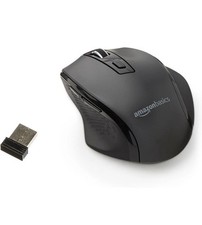 Amazon Basics Computer Mouse Wireless, Ergonomic, 2.4 GHz Optical .Fast Shipping