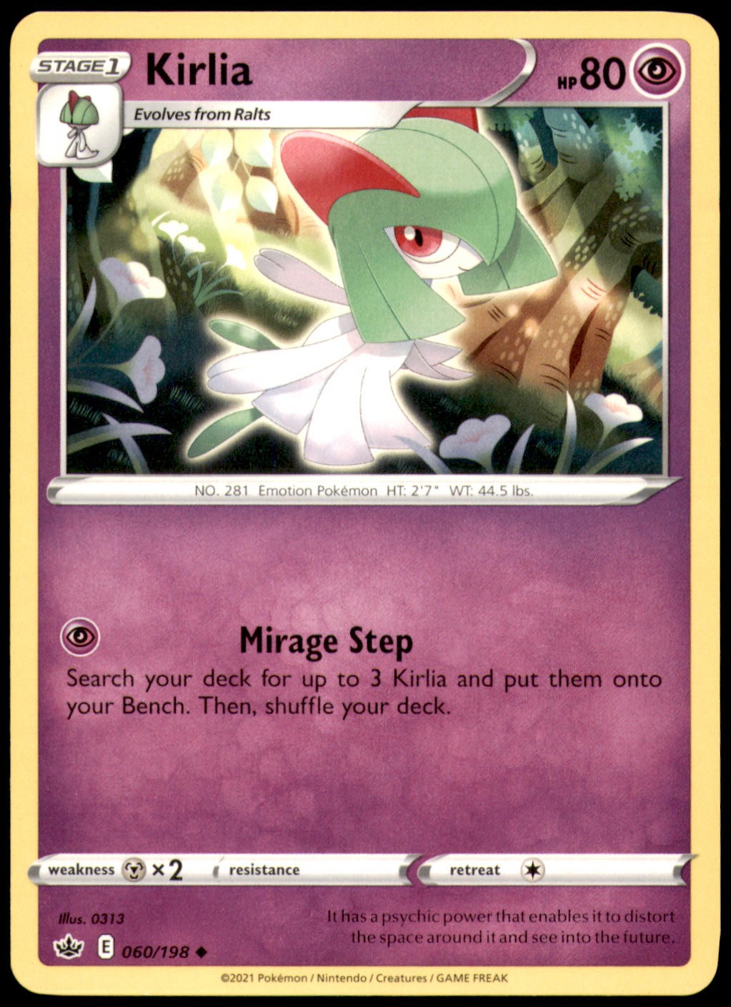 KIRLIA - 060/198 - CHILLING REIGN - LP/NM - POKEMON - - UNCOMMON - -