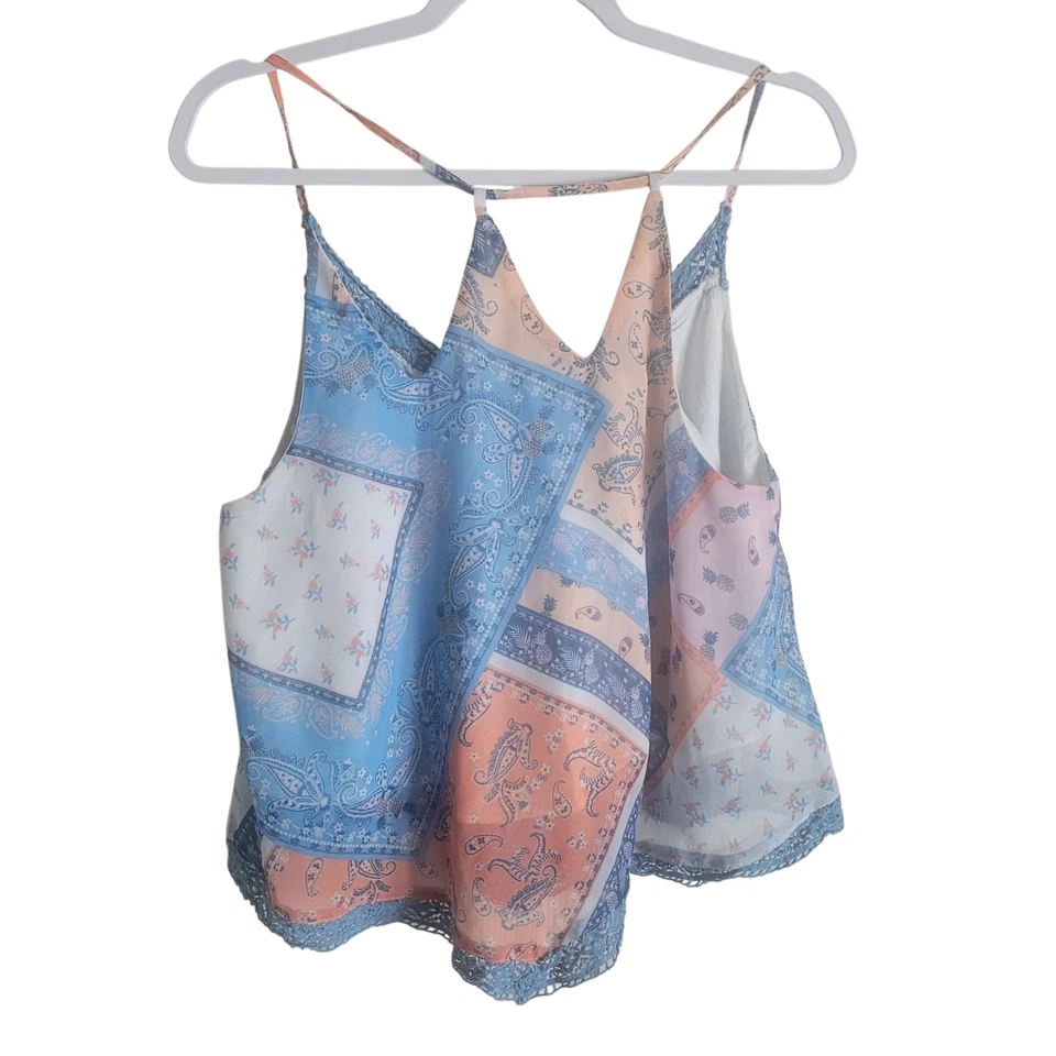 Camiseta sin mangas Miss Me Crop fluida para mujer talla mediana cachemira boho ganchillo occidental Foto 2 de 4