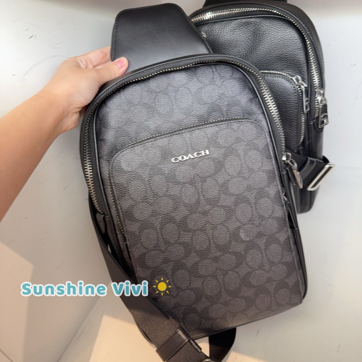 NWT COACH Ethan Pack In Signature Canvas CV918 Charcoal/Black | eBay