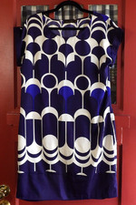 The Limited Women's White Blue Geometric Print Cap Sleeve Dress Size M