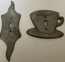 Lot Of 2 Vintage Light Switch Covers Brushed Aluminum Ready For Paint Or Not