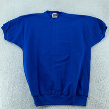 Vtg 90s Blank Royal Blue Tultex Maximum Sweats S/S Sweatshirt FITS M Crewneck