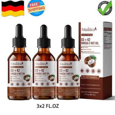 3Pack Vitamin D3 K2 Tropfen 5.000 I.E hochdosiert MK7 60ml 2oz