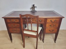 Edwardian Writing Desk Knee Hole Antique Castors Drawers 1910 Delivery Available