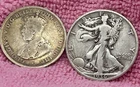 Pre-War Silver Coin Pair Walking Liberty Half Dollar and Australian Florin