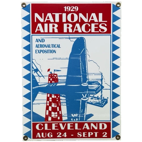 VINTAGE NATIONAL AIR RACES PORCELAIN SIGN AIRPORT AVIATION HANGAR CLEVELAND