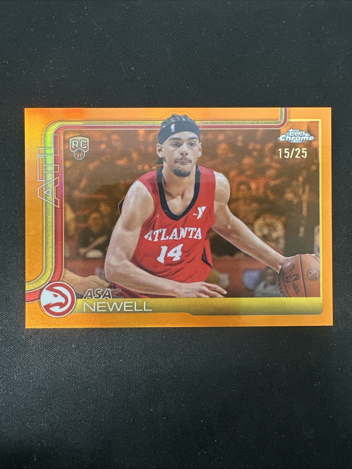 ASA NEWELL 2025-26 TOPPS CHROME #273 ROOKIE ORANGE REFRACTOR RC 15/25 HAWKS