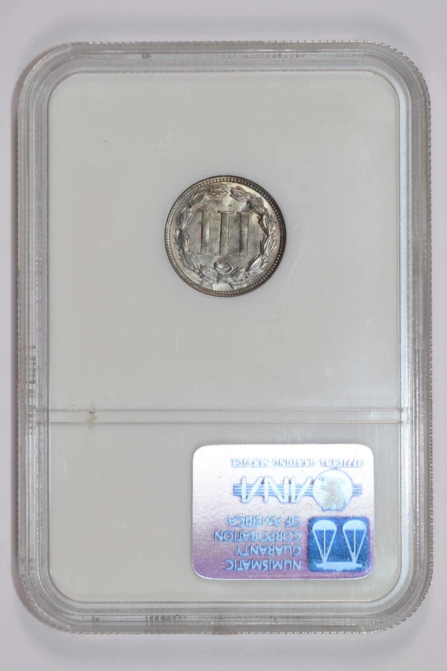 1870 THREE CENT NICKEL NGC MS64 GORGEOUS RAINBOW OBVERSE - Image 2 of 2