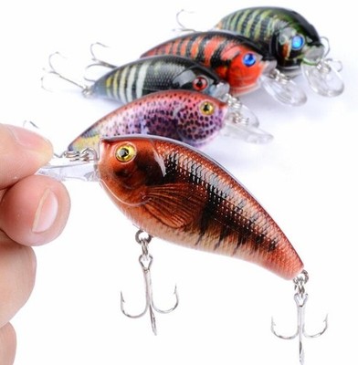 5PCS Fishing Lure Hard Minnow Crankbait Artificial Pike Swimbait Carp Trolling