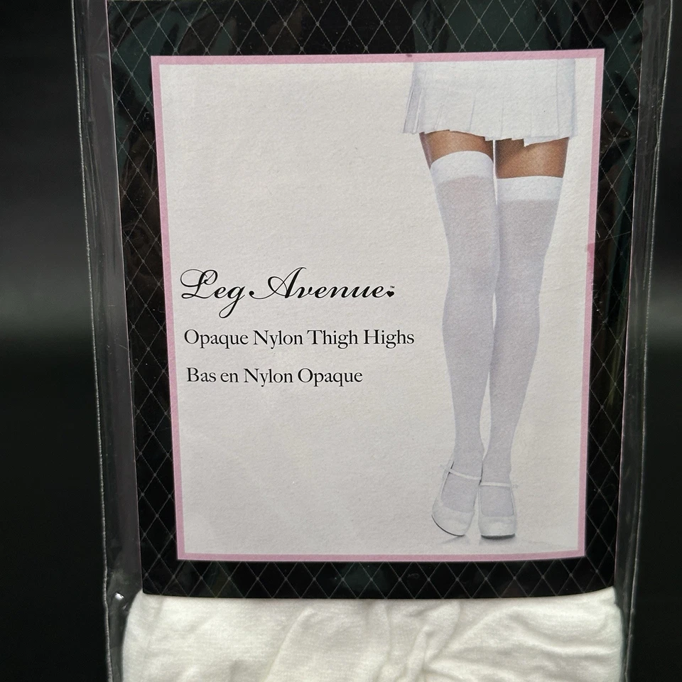 Meias altas coxa branca opaca tamanho único fantasia de Halloween cosplay dança rave - Imagem 2 de 4