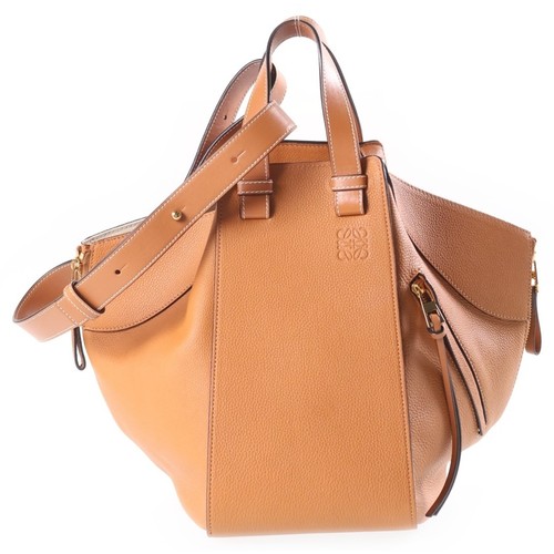 LOEWE Hammock Medium Shoulder Bag Brown Leather Gold Hardware Used 6176e388fbbd0