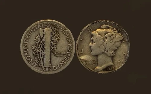 1924 UNITED STATES 10 CENT MERCURY DIME FINE (UNGRADED) [38309]