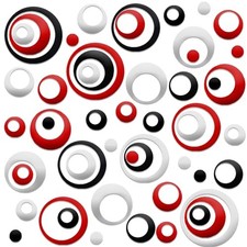 72 PCS Acrylic Circle Mirror Wall Stickers Removable Round Dots Black,white,red