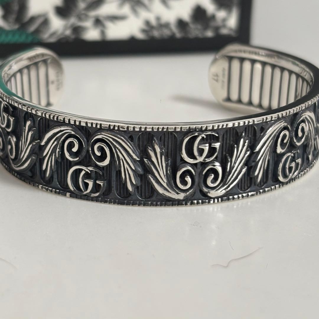 GUCCI Interlocking Marmont Bangle 925 Silver Engr… - image 2