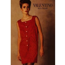 Valentino Boutique Vintage '80s Red Buttoned Shift Dress