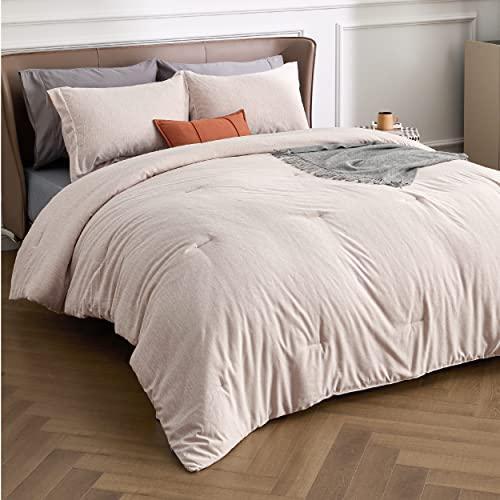 BEDSURE Queen Comforter Set Brown Comforter Queen Size Soft Bedding