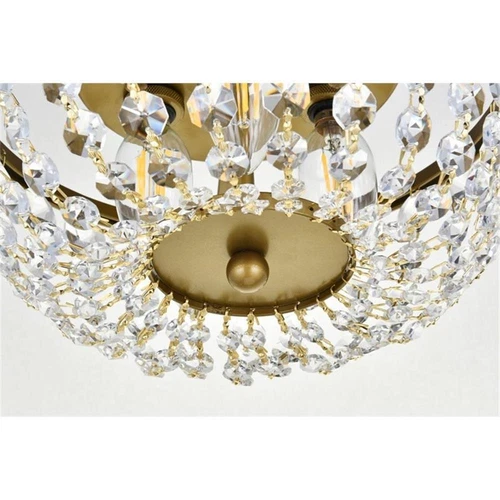 Elegant Lighting Cora 10" Iron and Crystal Flush Mount in Brass - Picture 6 of 8