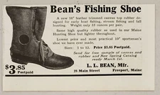 1930 Print Ad L. L. Bean's Leather Canvas Fishing Shoe Boot Freeport,Maine 