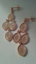 925 STERLING SILVER ROSE GOLD plated Fancy DANGLE earrings Micro paved CZ stones