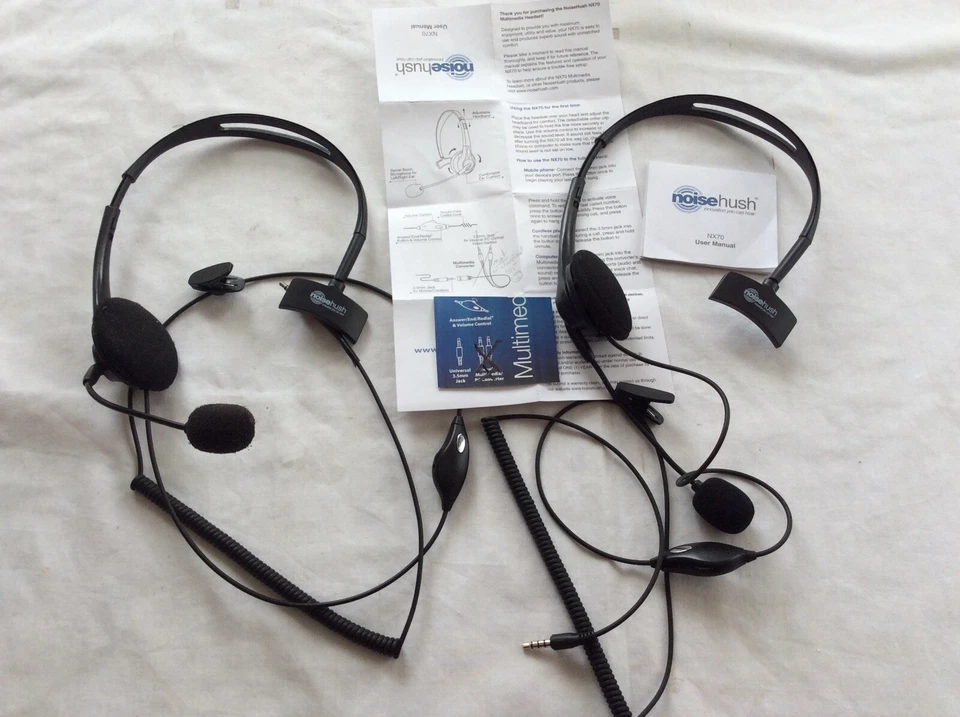 NoiseHush / Noise Hush NX70 3.5mm Headsets with Mic (set of two) - Image 3 of 4