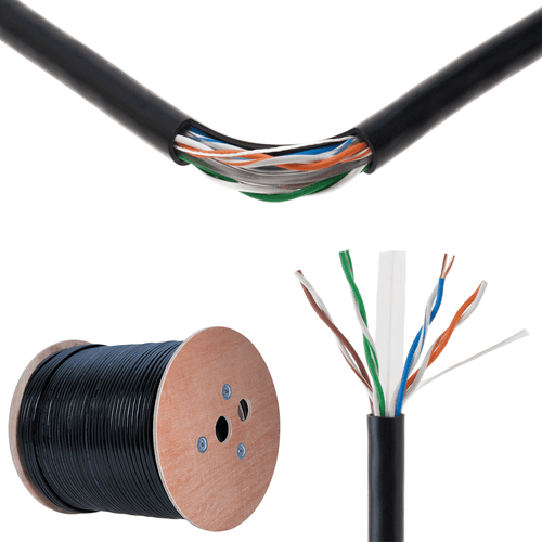 CAT6 Outdoor Cable Solid Copper Direct Burial UV Waterproof Network LAN 1000FT - Picture 1 of 8